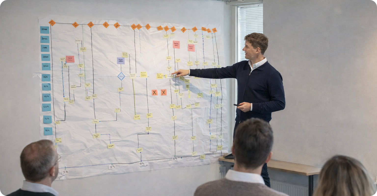 A man in front of a whiteboard talking hups